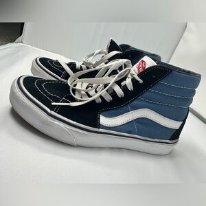 VANS SK8-Hi Suede Canvas High Top Sneaker Blue Black‎ Navy Men's 6.5 Women's 8